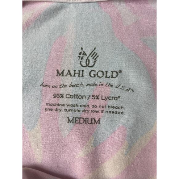 Mahi Gold Women's Dress Size Medium Bright Tropical Casual Short Sleeve Resort - Picture 6 of 12